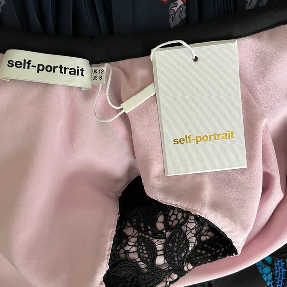 Self-Portrait Nina Pleated Dress in multi color Size 8 - Picture 12 of 15